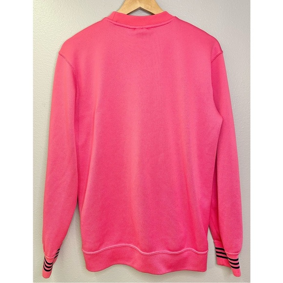 Adidas Originals Crewneck Piqué Sweatshirt Coral with Striped Cuffs - Picture 5 of 9